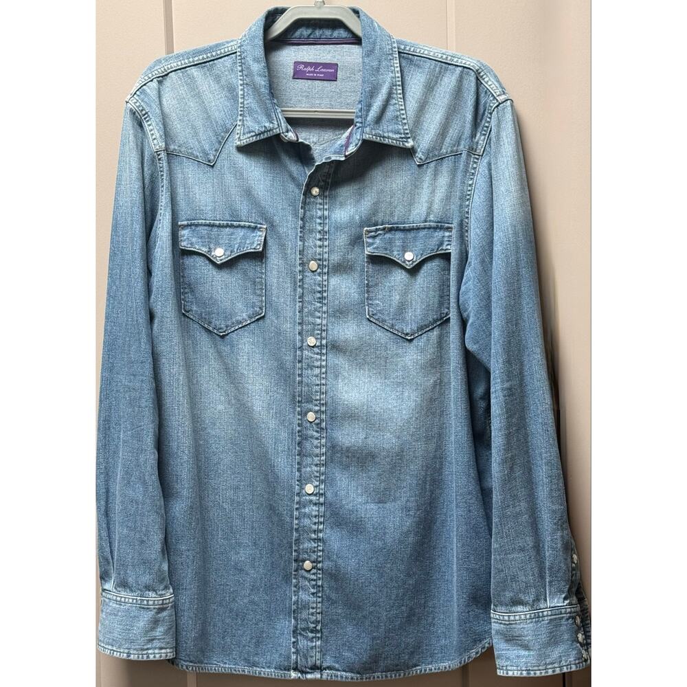 Ralph Lauren Purple Label Western Style Denim Shirt Size XXL